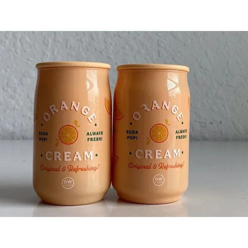 Set of 2 DW Home Orange Cream Cola Soda Pop Candle 6.2oz Single Wick Scented NEW